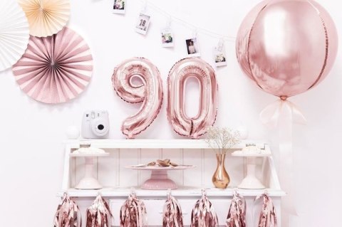 Balon foliowy Cyfra '9', 35cm, różowe złoto Partydeco Balon foliowy Cyfra '9', 35cm, różowe złoto Partydeco