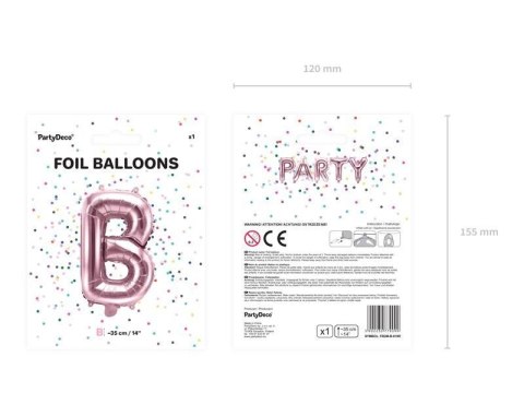 Balon foliowy Litera B, 35cm, Rose Gold różowe złoto Partydeco Balon foliowy Litera B, 35cm, Rose Gold różowe złoto Partydeco