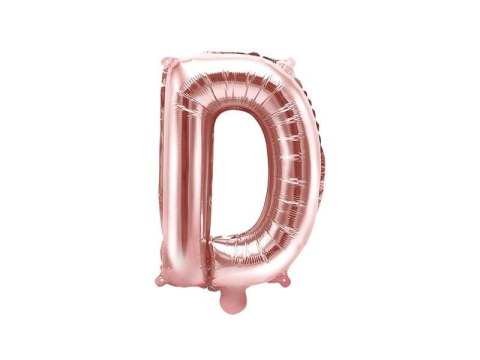 Balon foliowy Litera D, 35cm, Rose Gold różowe złoto Partydeco