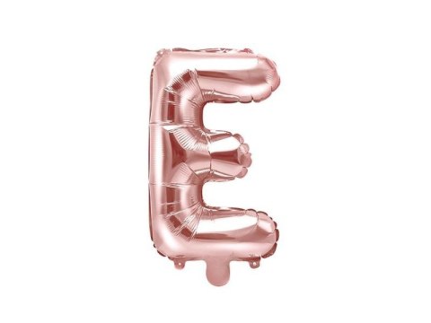 Balon foliowy Litera E, 35cm, Rose Gold różowe złoto Partydeco