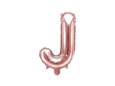 Balon foliowy Litera J, 35cm, Rose Gold różowe złoto Partydeco Balon foliowy Litera J, 35cm, Rose Gold różowe złoto Partydeco