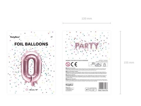 Balon foliowy Litera O, 35cm, Rose Gold różowe złoto Partydeco Balon foliowy Litera O, 35cm, Rose Gold różowe złoto Partydeco