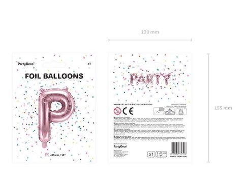 Balon foliowy Litera P, 35cm, Rose Gold różowe złoto Partydeco Balon foliowy Litera P, 35cm, Rose Gold różowe złoto Partydeco