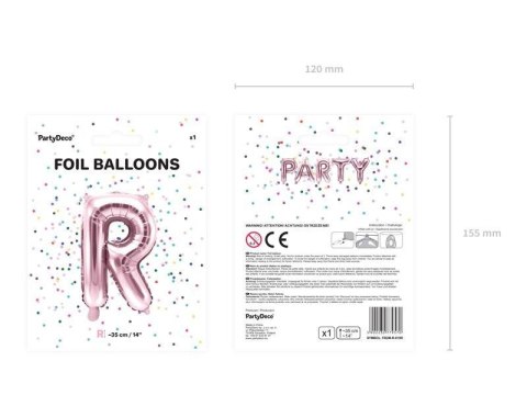 Balon foliowy Litera R, 35cm, Rose Gold różowe złoto Partydeco Balon foliowy Litera R, 35cm, Rose Gold różowe złoto Partydeco