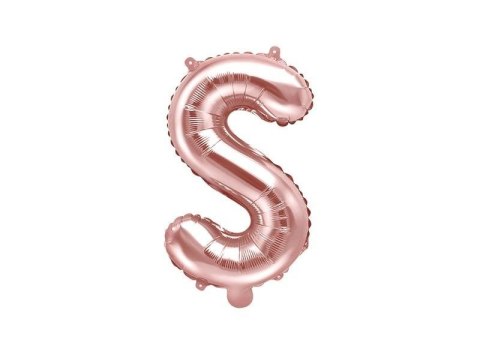 Balon foliowy Litera S, 35cm, Rose Gold różowe złoto Partydeco Balon foliowy Litera S, 35cm, Rose Gold różowe złoto Partydeco