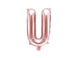 Balon foliowy Litera U, 35cm, Rose Gold różowe złoto Partydeco