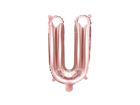 Balon foliowy Litera U, 35cm, Rose Gold różowe złoto Partydeco Balon foliowy Litera U, 35cm, Rose Gold różowe złoto Partydeco