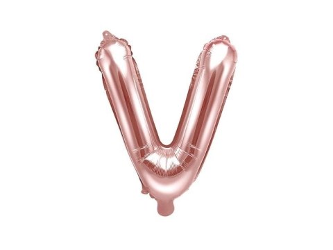 Balon foliowy Litera V, 35cm, Rose Gold różowe złoto Partydeco