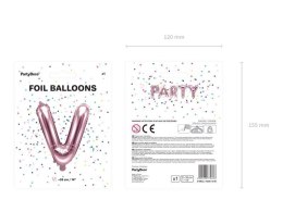 Balon foliowy Litera V, 35cm, Rose Gold różowe złoto Partydeco