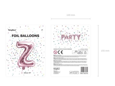 Balon foliowy Litera Z, 35cm, Rose Gold różowe złoto Partydeco Balon foliowy Litera Z, 35cm, Rose Gold różowe złoto Partydeco