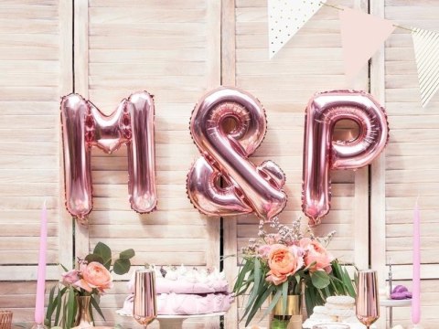 Balon foliowy litera znak &, 35cm, różowe złoto Partydeco Balon foliowy litera znak &, 35cm, różowe złoto Partydeco