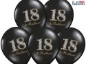 Balony Lateksowe, 18 Urodziny, Pastelowe Czarne, 30cm, 6szt. Partydeco