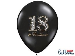 Balony Lateksowe, 18 Urodziny, Pastelowe Czarne, 30cm, 6szt. Partydeco