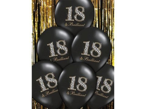 Balony Lateksowe, 18 Urodziny, Pastelowe Czarne, 30cm, 6szt. Partydeco Balony Lateksowe, 18 Urodziny, Pastelowe Czarne, 30cm, 6szt. Partydeco