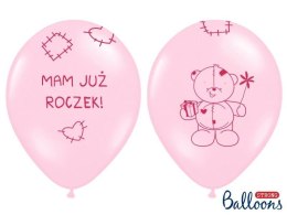 Balony Mam już Roczek, Pastelowy Róż, 30cm, 6 szt. Partydeco