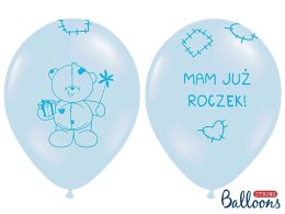 Balony Miś - Mam już Roczek! Pastelowy Błękit, 30cm, 6 szt. Partydeco