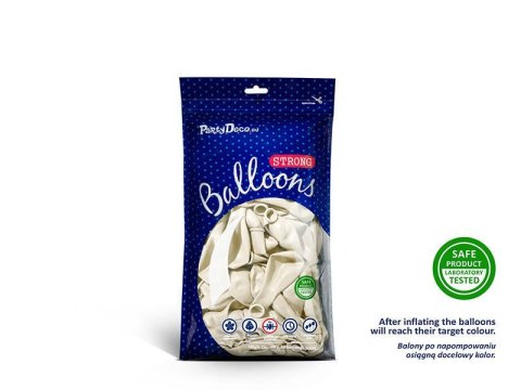 Balony Strong małe Metallic Pure White Białe 12cm, 100 szt. Partydeco Balony Strong małe Metallic Pure White Białe 12cm, 100 szt. Partydeco