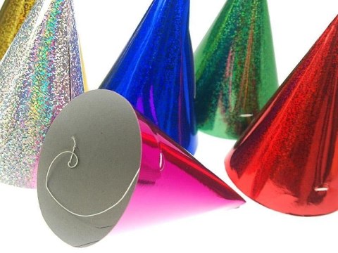 Czapeczki holograficzne, mix, 10cm (1 op. / 20 szt.) Partydeco Czapeczki holograficzne, mix, 10cm (1 op. / 20 szt.) Partydeco