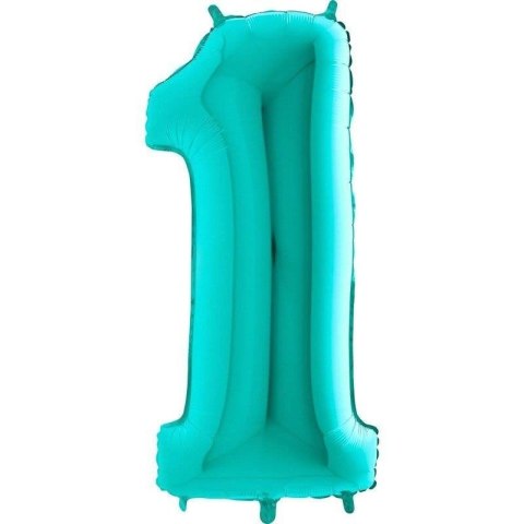 Balon Foliowy Cyfra 1 Tiffany, Miętowy - 102 cm Grabo Grabo