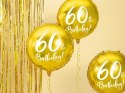 Balon foliowy 60th Birthday, złoty, średnica 45cm Partydeco
