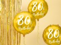 Balon foliowy 80th Birthday, złoty, średnica 45cm Partydeco