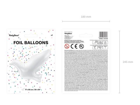 Balon foliowy Biały Gołąb, 77x66cm Partydeco Balon foliowy Biały Gołąb, 77x66cm Partydeco
