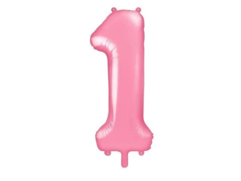 Balon foliowy Cyfra 1, 86cm, różowy Partydeco Balon foliowy Cyfra 1, 86cm, różowy Partydeco