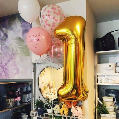 Balon foliowy Cyfra 1, 86cm, złoty Partydeco Balon foliowy Cyfra 1, 86cm, złoty Partydeco