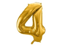 Balon foliowy Cyfra 4, 86cm, złoty Partydeco