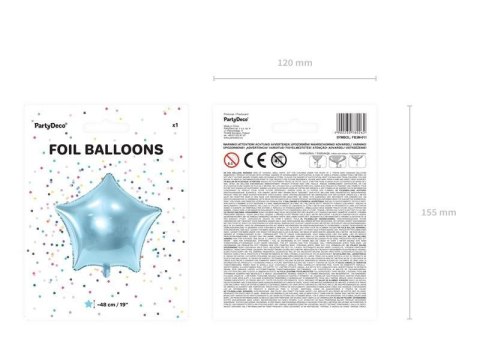 Balon foliowy Gwiazdka, 48cm, błękitny Partydeco Balon foliowy Gwiazdka, 48cm, błękitny Partydeco