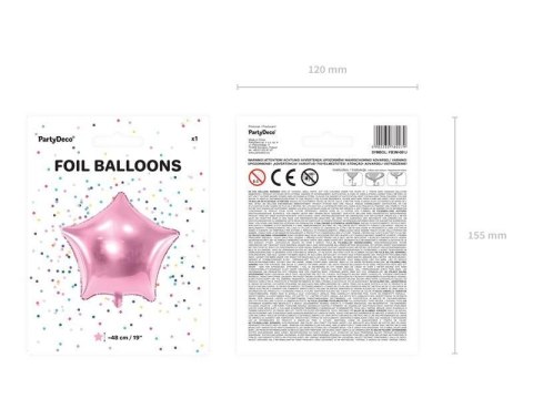Balon foliowy Gwiazdka jasny różowy, 48cm Partydeco Balon foliowy Gwiazdka jasny różowy, 48cm Partydeco