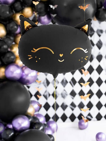 Balon foliowy Kotek, czarny, 48x36cm Partydeco Balon foliowy Kotek, czarny, 48x36cm Partydeco