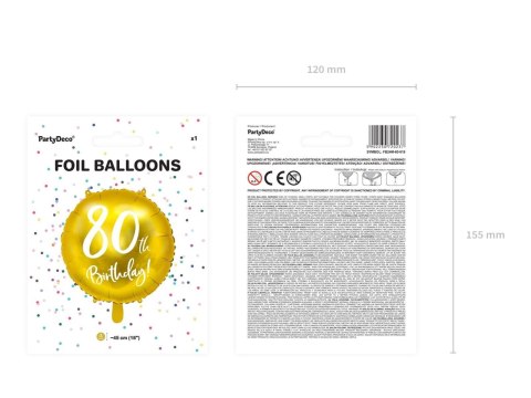 Balon foliowy na dziewięćdziesiątkę, 90th Birthday, złoty, 45cm Partydeco Balon foliowy na dziewięćdziesiątkę, 90th Birthday, złoty, 45cm Partydeco