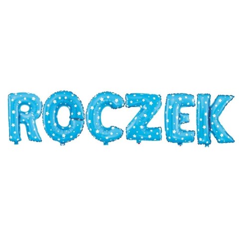 Balon foliowy napis ROCZEK niebieski w gwiazdki, 40 cm PartyPal