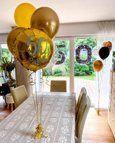 Balon foliowy urodzinowy 50th Birthday, złoty, 45cm Partydeco Balon foliowy urodzinowy 50th Birthday, złoty, 45cm Partydeco
