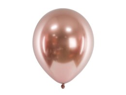 Balony Glossy Rose Gold, różowo-złoty chrom, 30cm, 50 szt. Partydeco