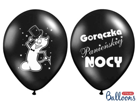 Balony Gorączka Panieńskiej Nocy, Czarne, 30cm, 6 szt. Partydeco