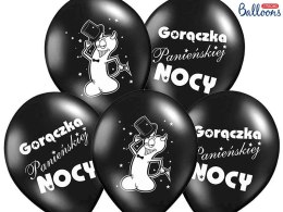 Balony Gorączka Panieńskiej Nocy, Czarne, 30cm, 6 szt. Partydeco