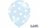 Balony Strong, Niebieskie Pastel w białe Kropki, 30cm, 6 szt. Partydeco