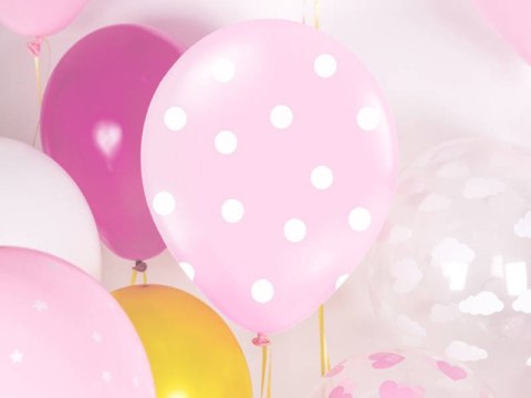 Balony Strong, Różowe Pastel w białe Kropki, 30cm, 6 szt. Partydeco Balony Strong, Różowe Pastel w białe Kropki, 30cm, 6 szt. Partydeco