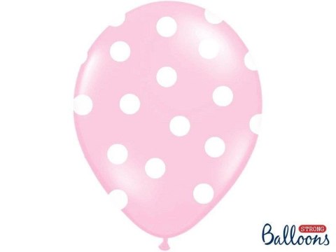 Balony Strong, Różowe Pastel w białe Kropki, 30cm, 6 szt. Partydeco Balony Strong, Różowe Pastel w białe Kropki, 30cm, 6 szt. Partydeco