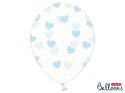 Balony Transparentne w Błękitne Serduszka, Crystal Clear 30cm (1 op. / 6 szt.) Partydeco