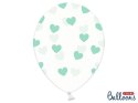 Balony Transparentne w Miętowe Serduszka, Crystal Clear 30cm (1 op. / 6 szt.) Partydeco