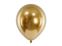 Balony lateksowe Glossy, Chrome, Złote, 30cm, 50 szt. Partydeco