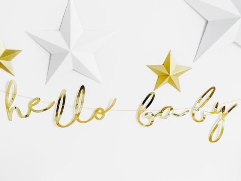 Baner Little Star - Hello Baby, złoty, 18x70cm Partydeco Baner Little Star - Hello Baby, złoty, 18x70cm Partydeco