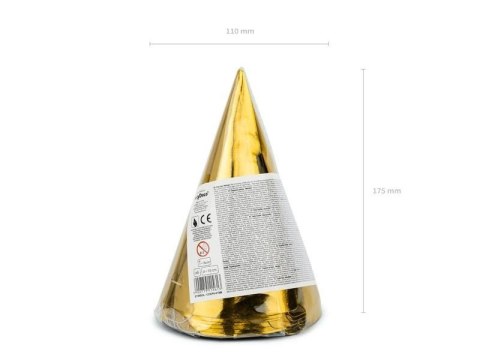 Czapeczki złote, 16cm (1 op. / 6 szt.) Partydeco Czapeczki złote, 16cm (1 op. / 6 szt.) Partydeco