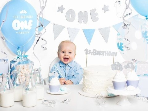 Girlanda Birthday - Błękitne Flagietki, 1,3m Partydeco Girlanda Birthday - Błękitne Flagietki, 1,3m Partydeco