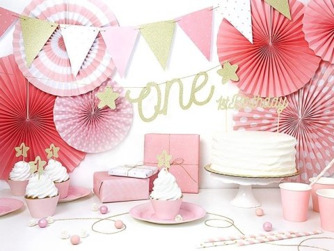 Girlanda Birthday - Różowe Flagietki, 1,3m Partydeco Girlanda Birthday - Różowe Flagietki, 1,3m Partydeco