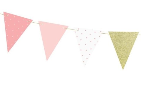 Girlanda Birthday - Różowe Flagietki, 1,3m Partydeco Girlanda Birthday - Różowe Flagietki, 1,3m Partydeco
