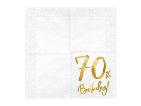 Serwetki '70th Birthday' na 70 urodziny, białe, 33x33cm (1 op. / 20 szt.) Partydeco Serwetki '70th Birthday' na 70 urodziny, białe, 33x33cm (1 op. / 20 szt.) Partydeco